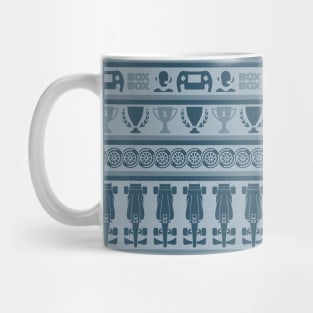 F1 Racing Sapphire and Grey Striped Pattern Design Mug